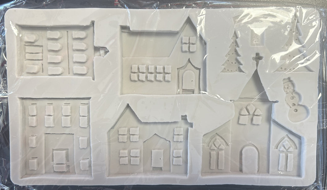 Silicone Mold- Town Houses and Church $15.99